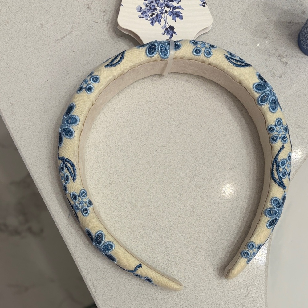 Floral Blue and Cream Headband
